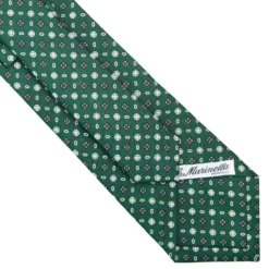 CRAVATTA SARTORIALE CLASSICA IN SETA VERDE SCURO Microfantasia fiore