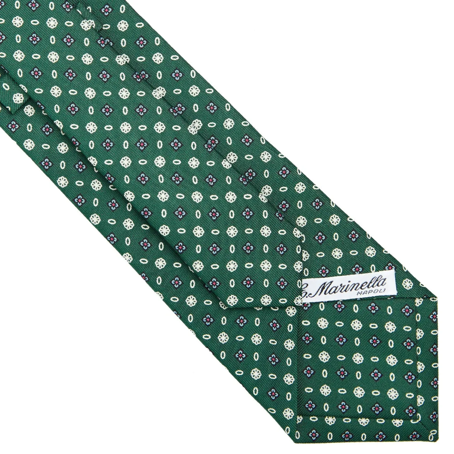 CRAVATTA SARTORIALE CLASSICA IN SETA VERDE SCURO Microfantasia fiore