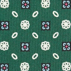 CRAVATTA SARTORIALE CLASSICA IN SETA VERDE SCURO Microfantasia fiore