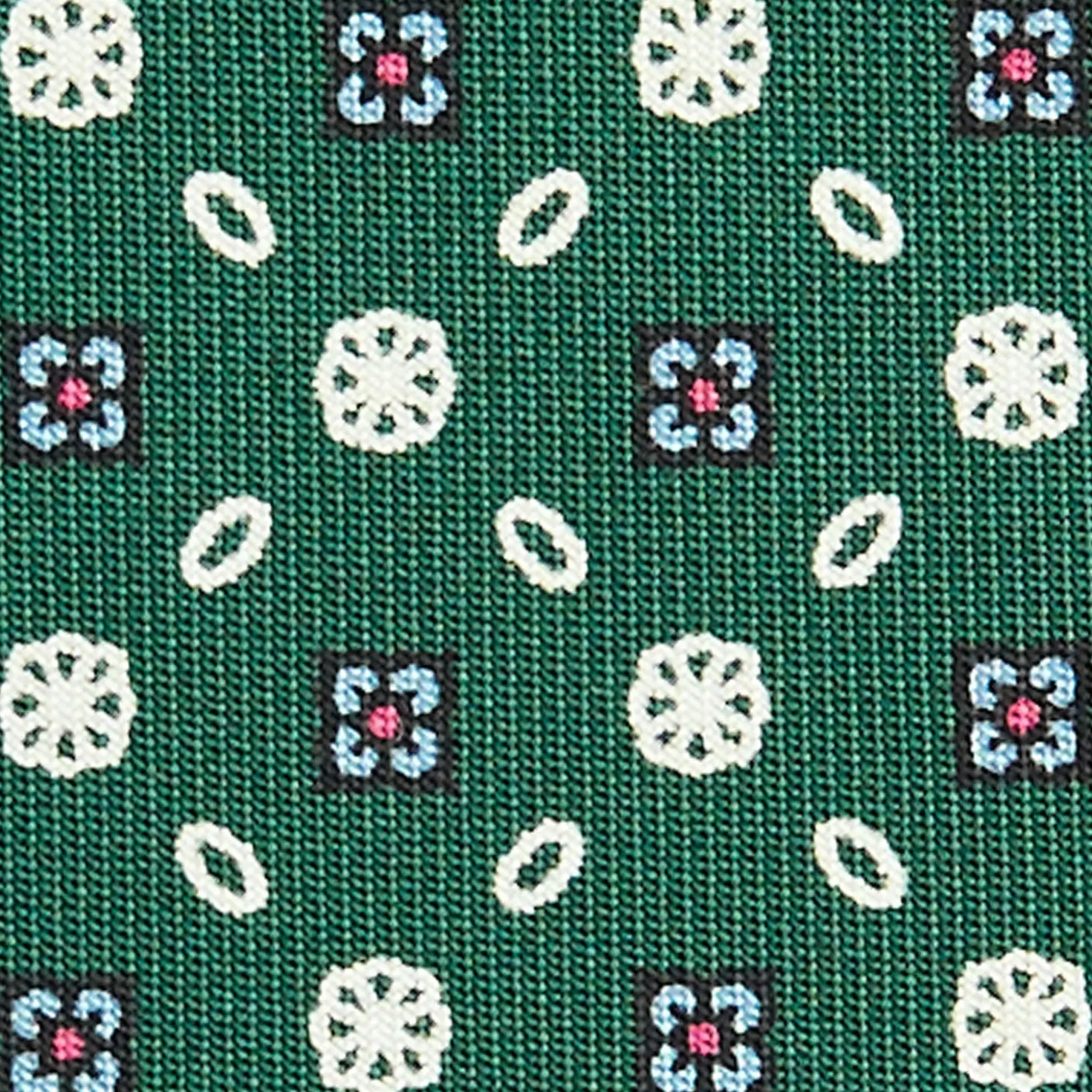 CRAVATTA SARTORIALE CLASSICA IN SETA VERDE SCURO Microfantasia fiore