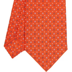 CRAVATTA SARTORIALE CLASSICA IN SETA ARANCIONE Microfantasia fiore