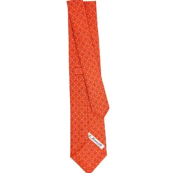 CRAVATTA SARTORIALE CLASSICA IN SETA ARANCIONE Microfantasia fiore