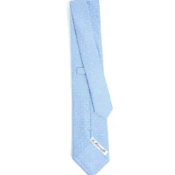 CRAVATTA SARTORIALE CLASSICA IN SETA AZZURRA Microfantasia fiore