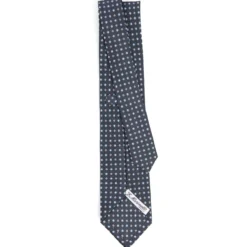 CRAVATTA SARTORIALE CLASSICA IN SETA GRIGIO SCURO Microfantasia fiore