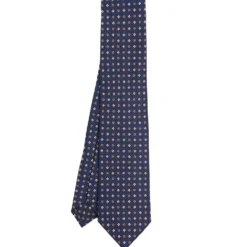 CRAVATTA SARTORIALE CLASSICA IN SETA BLU SCURO Microfantasia fiore