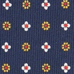 CRAVATTA SARTORIALE CLASSICA IN SETA BLU SCURO Microfantasia fiore
