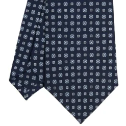 CRAVATTA SARTORIALE CLASSICA IN SETA BLU SCURO Microfantasia fiore