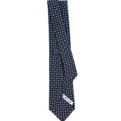 CRAVATTA SARTORIALE CLASSICA IN SETA BLU SCURO Microfantasia fiore