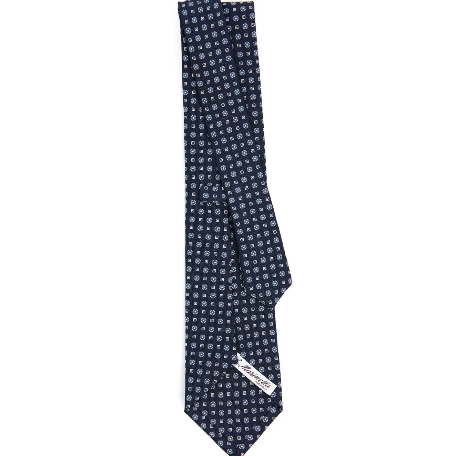 CRAVATTA SARTORIALE CLASSICA IN SETA BLU SCURO Microfantasia fiore