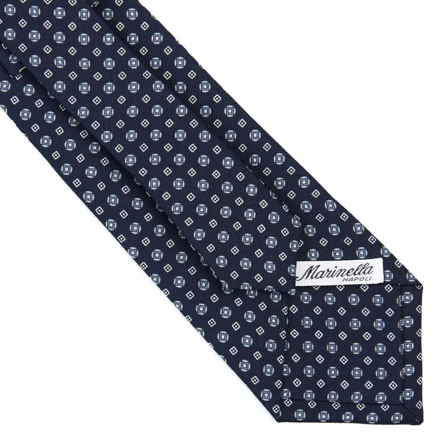 CRAVATTA SARTORIALE CLASSICA IN SETA BLU SCURO Microfantasia fiore