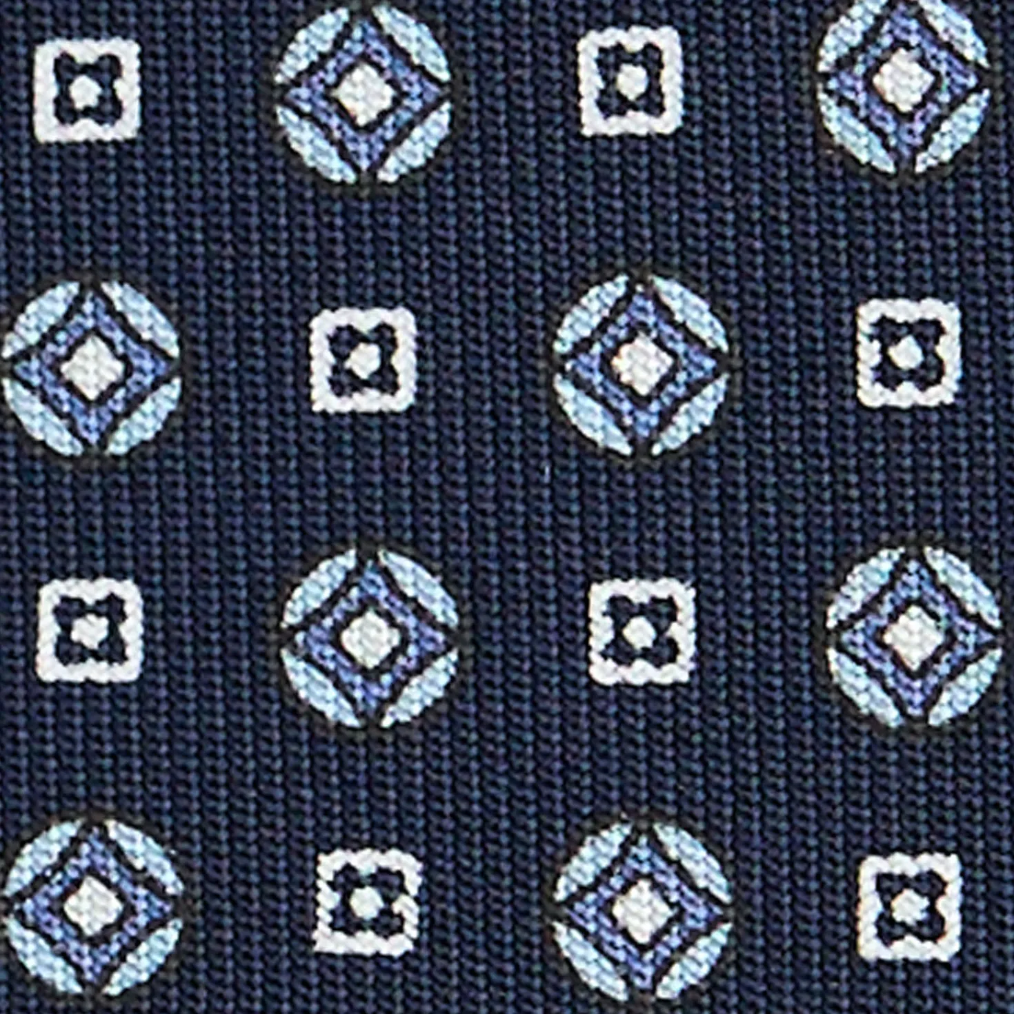CRAVATTA SARTORIALE CLASSICA IN SETA BLU SCURO Microfantasia fiore