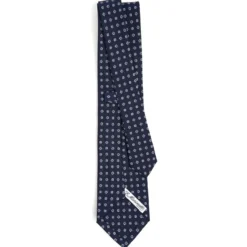 CRAVATTA SARTORIALE CLASSICA IN SETA BLU SCURO Microfantasia fiore