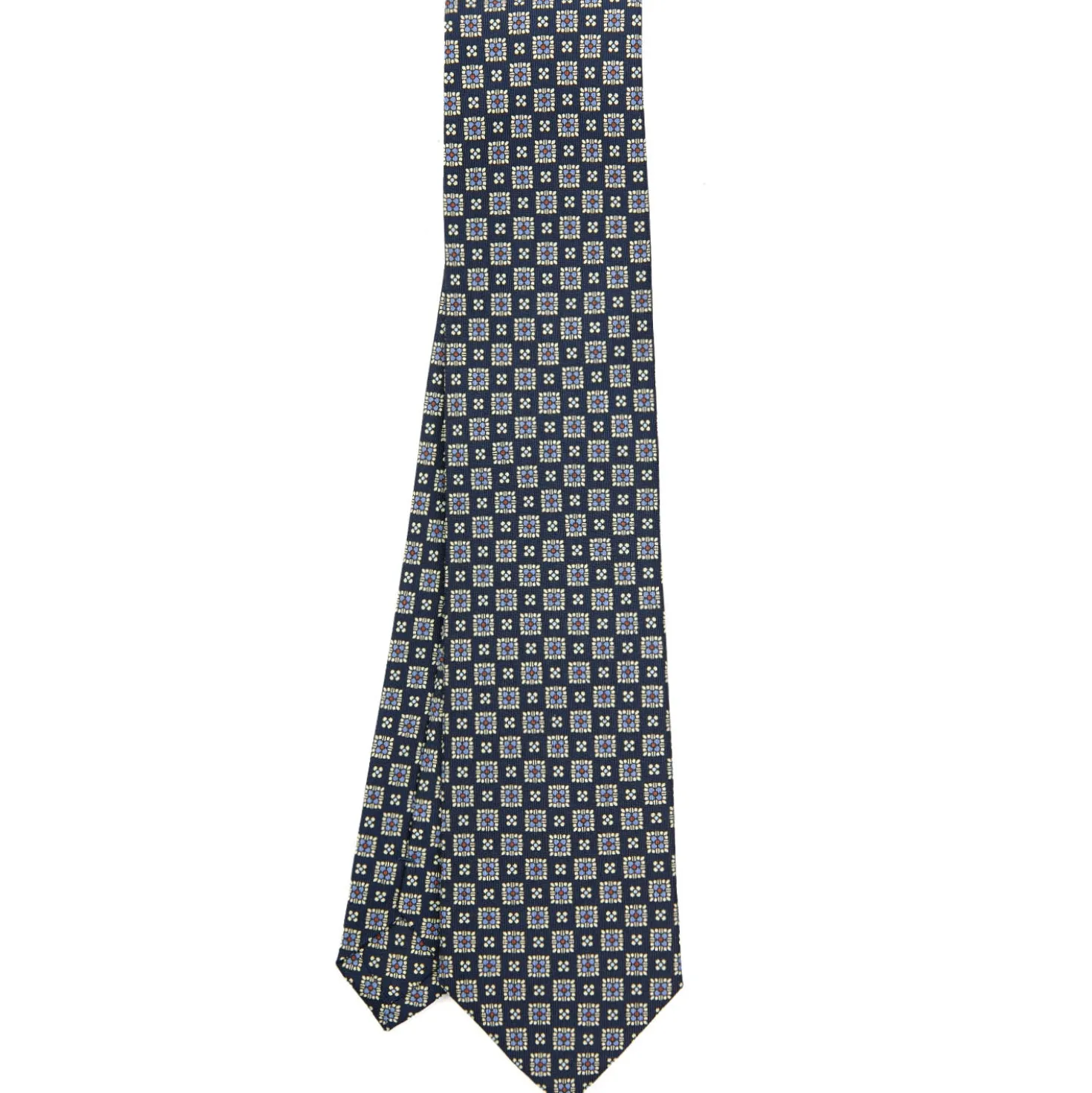 CRAVATTA SARTORIALE CLASSICA IN SETA BLU SCURO Microfantasia fiore