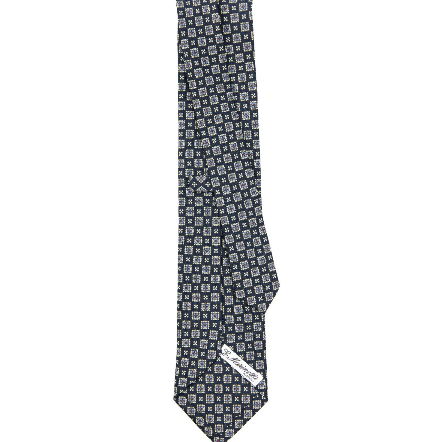 CRAVATTA SARTORIALE CLASSICA IN SETA BLU SCURO Microfantasia fiore