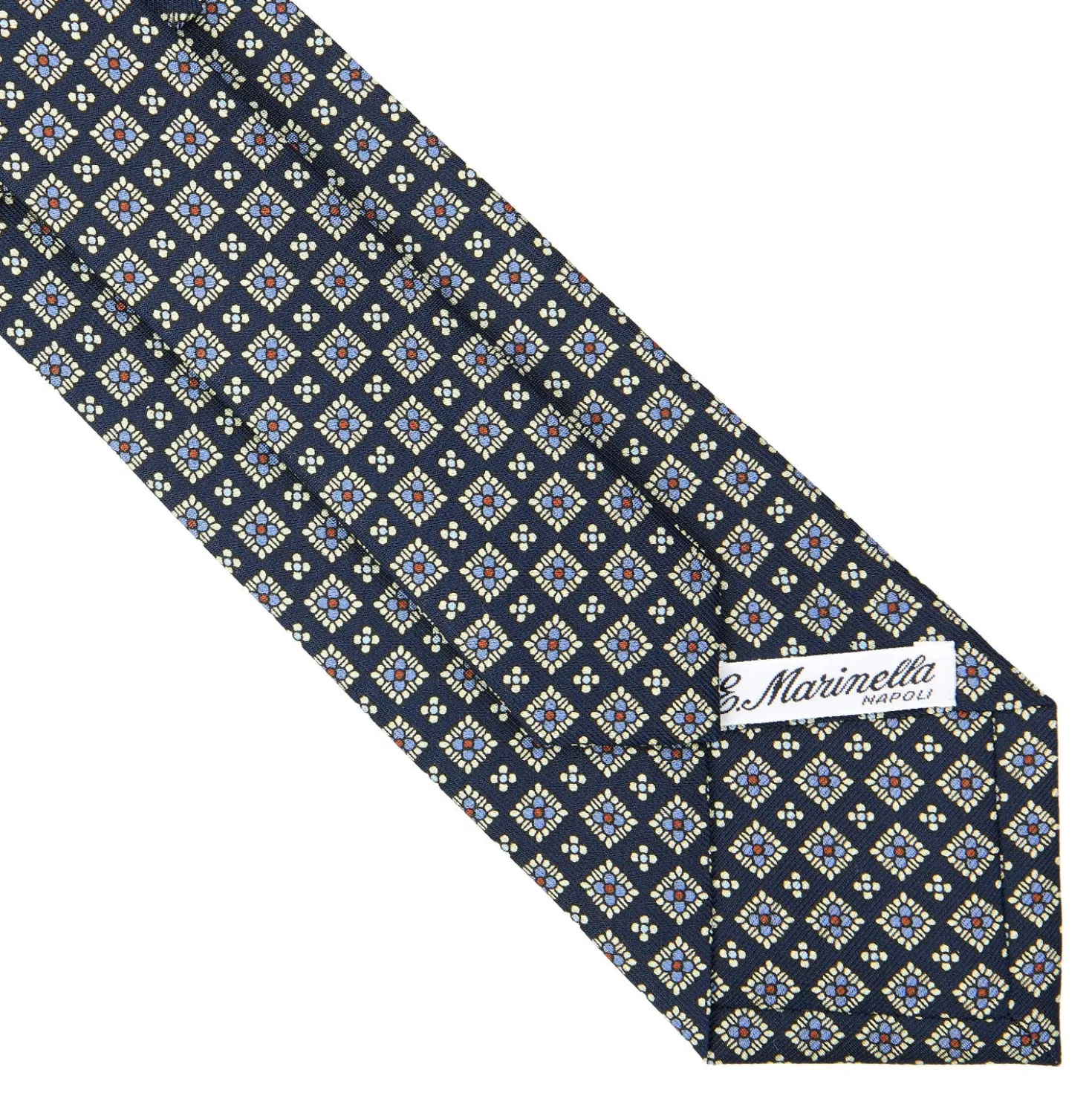 CRAVATTA SARTORIALE CLASSICA IN SETA BLU SCURO Microfantasia fiore