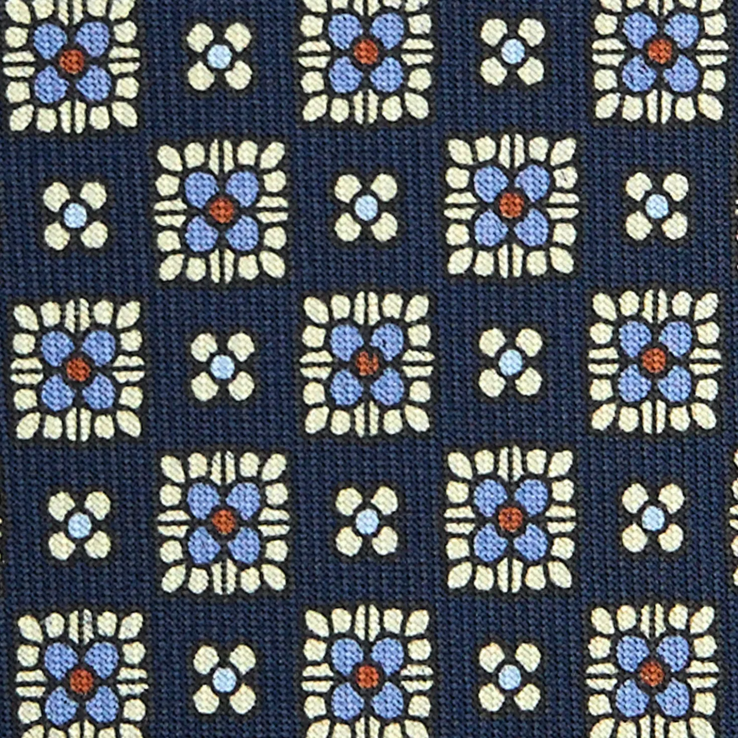 CRAVATTA SARTORIALE CLASSICA IN SETA BLU SCURO Microfantasia fiore
