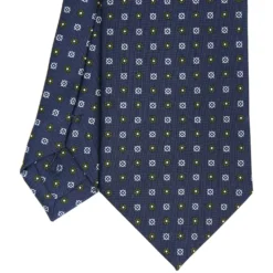 CRAVATTA SARTORIALE CLASSICA IN SETA BLU SCURO Microfantasia fiore