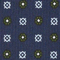 CRAVATTA SARTORIALE CLASSICA IN SETA BLU SCURO Microfantasia fiore