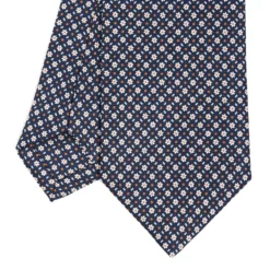 CRAVATTA SARTORIALE CLASSICA IN SETA BLU SCURO Microfantasia