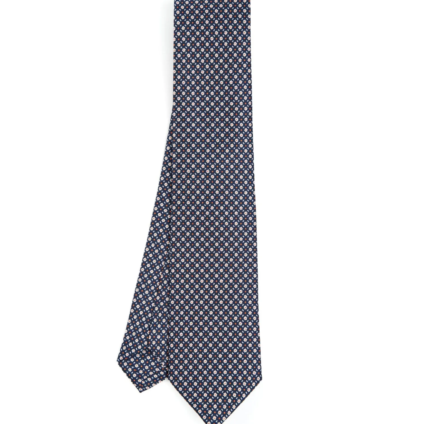 CRAVATTA SARTORIALE CLASSICA IN SETA BLU SCURO Microfantasia
