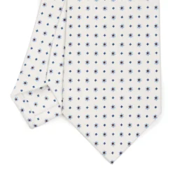 CRAVATTA SARTORIALE CLASSICA IN SETA BIANCA Microfantasia fiore