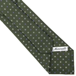 CRAVATTA SARTORIALE CLASSICA IN SETA VERDE OLIVA Microfantasia fiore
