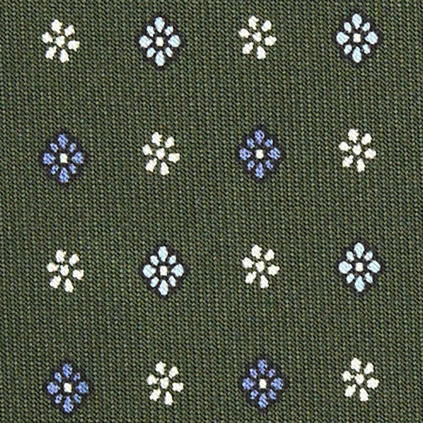 CRAVATTA SARTORIALE CLASSICA IN SETA VERDE OLIVA Microfantasia fiore