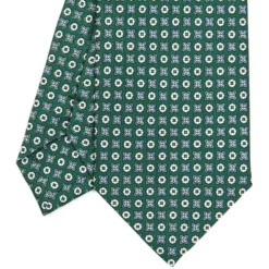 CRAVATTA SARTORIALE CLASSICA IN SETA VERDE SCURO Microfantasia fiore