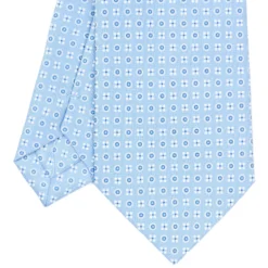 CRAVATTA SARTORIALE CLASSICA IN SETA AZZURRA Microfantasia fiore