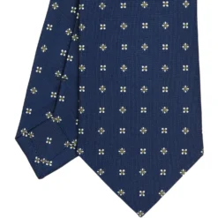 CRAVATTA SARTORIALE CLASSICA IN SETA BLU SCURO Microfantasia fiore
