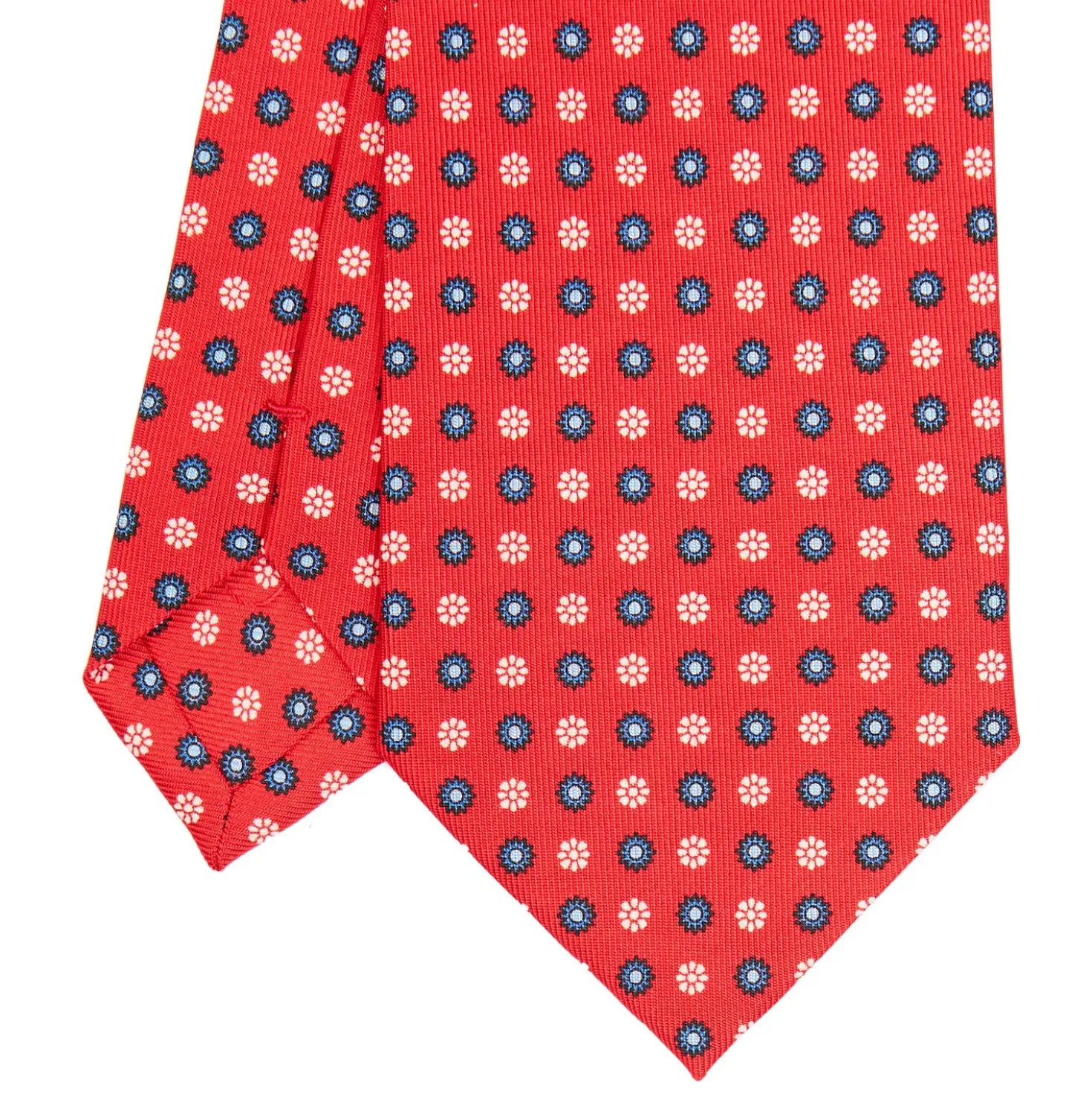 CRAVATTA SARTORIALE CLASSICA IN SETA ROSSA Microfantasia fiore