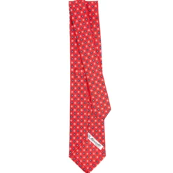 CRAVATTA SARTORIALE CLASSICA IN SETA ROSSA Microfantasia fiore