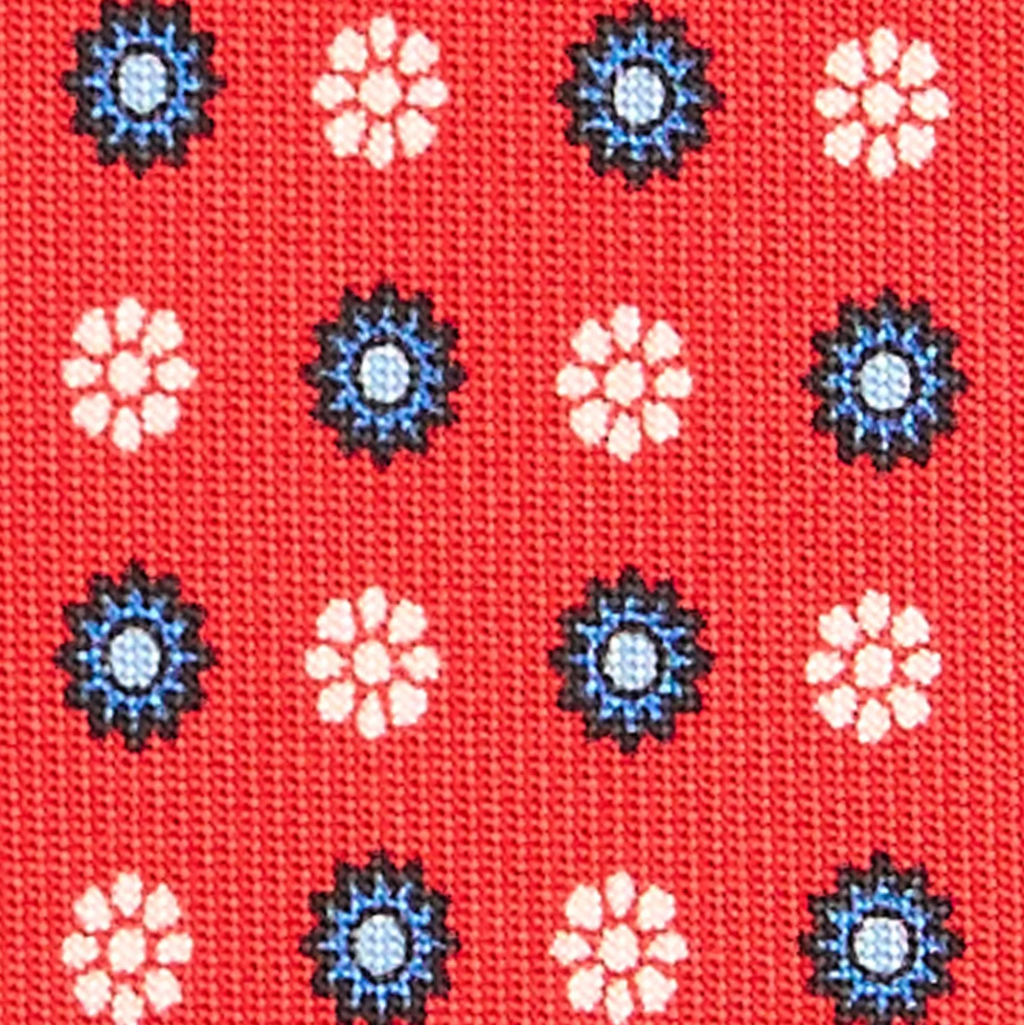 CRAVATTA SARTORIALE CLASSICA IN SETA ROSSA Microfantasia fiore