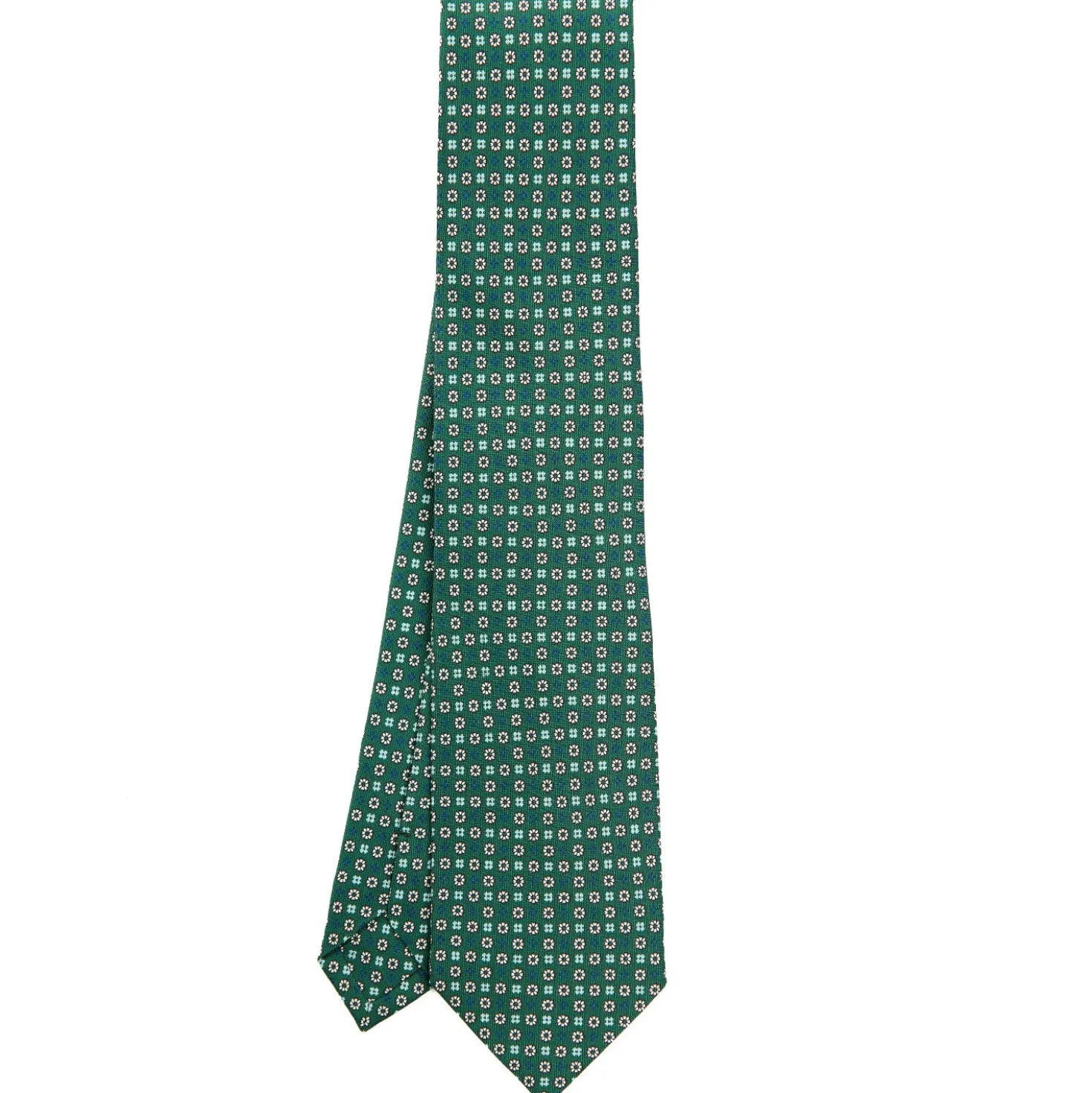 CRAVATTA SARTORIALE CLASSICA IN SETA VERDE OLIVA Microfantasia fiore