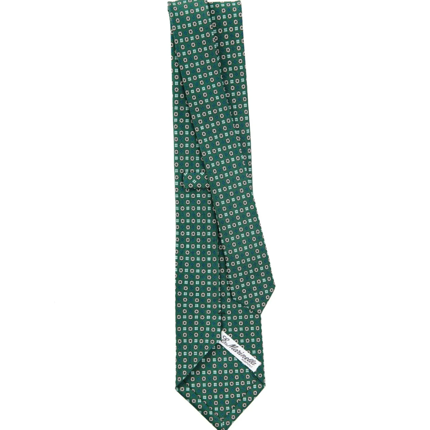 CRAVATTA SARTORIALE CLASSICA IN SETA VERDE OLIVA Microfantasia fiore