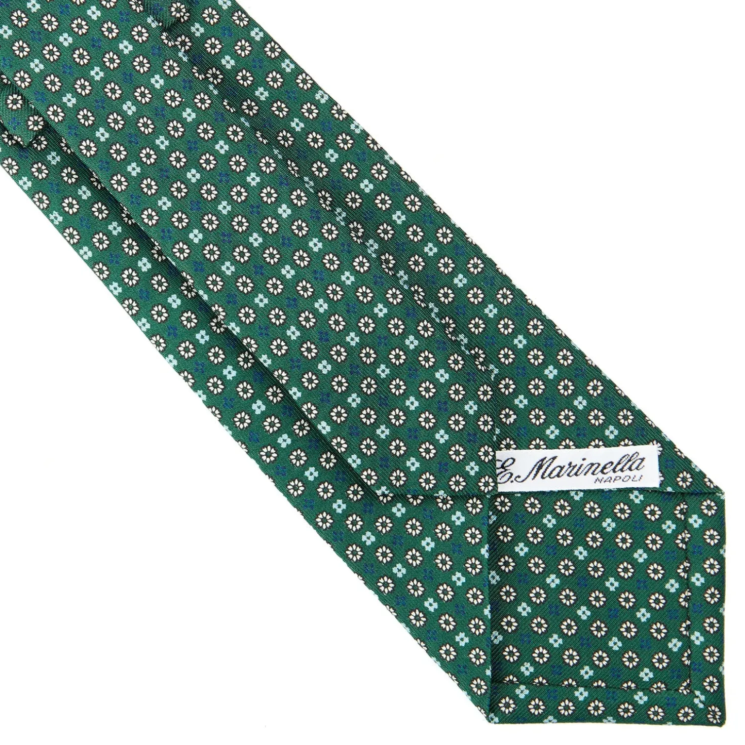 CRAVATTA SARTORIALE CLASSICA IN SETA VERDE OLIVA Microfantasia fiore