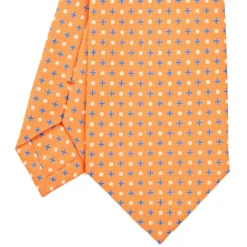CRAVATTA SARTORIALE CLASSICA IN SETA ARANCIONE Microfantasia fiore
