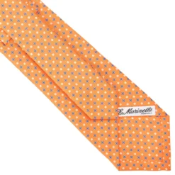 CRAVATTA SARTORIALE CLASSICA IN SETA ARANCIONE Microfantasia fiore