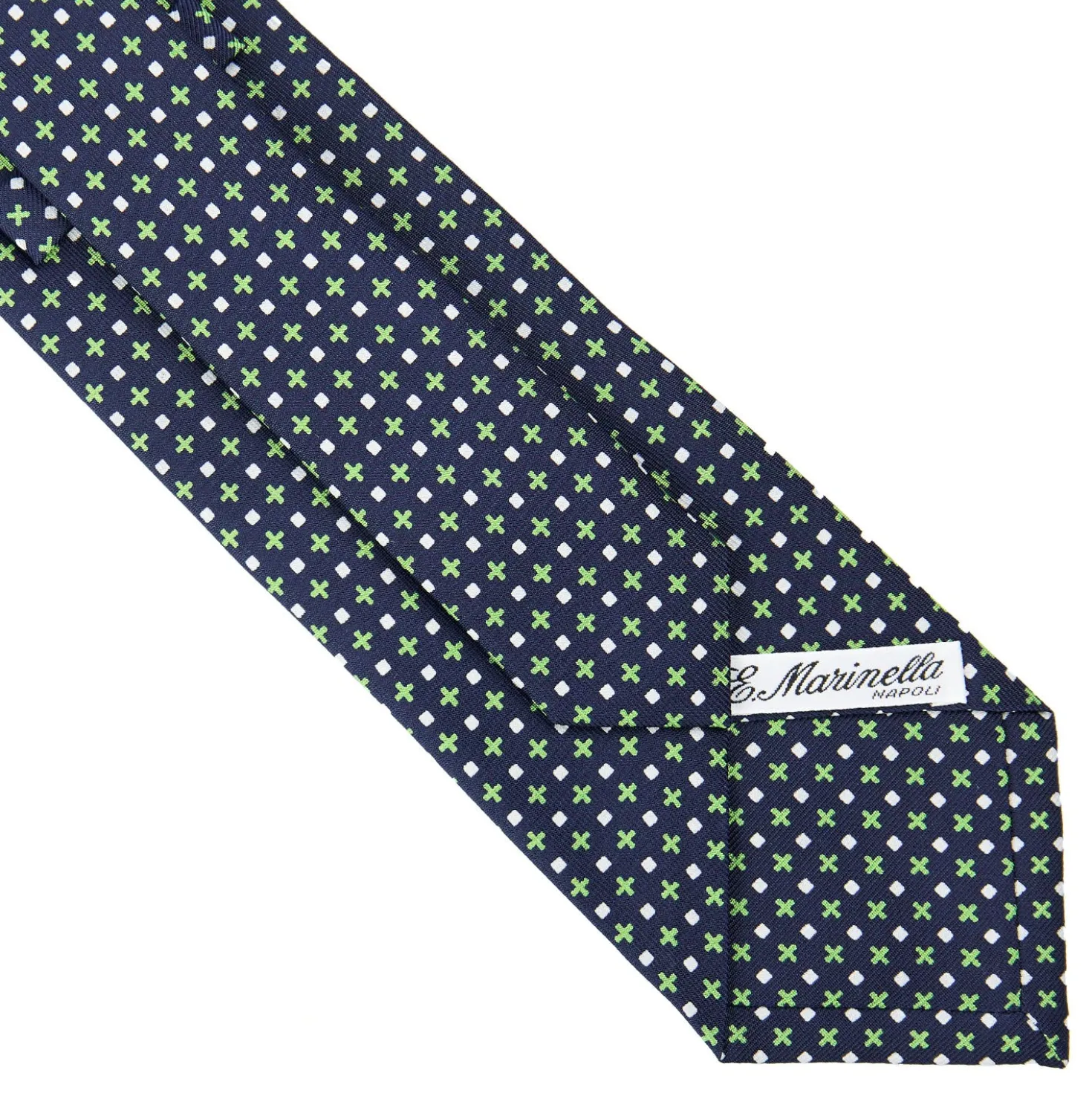 CRAVATTA SARTORIALE CLASSICA IN SETA BLU SCURO Microfantasia fiore