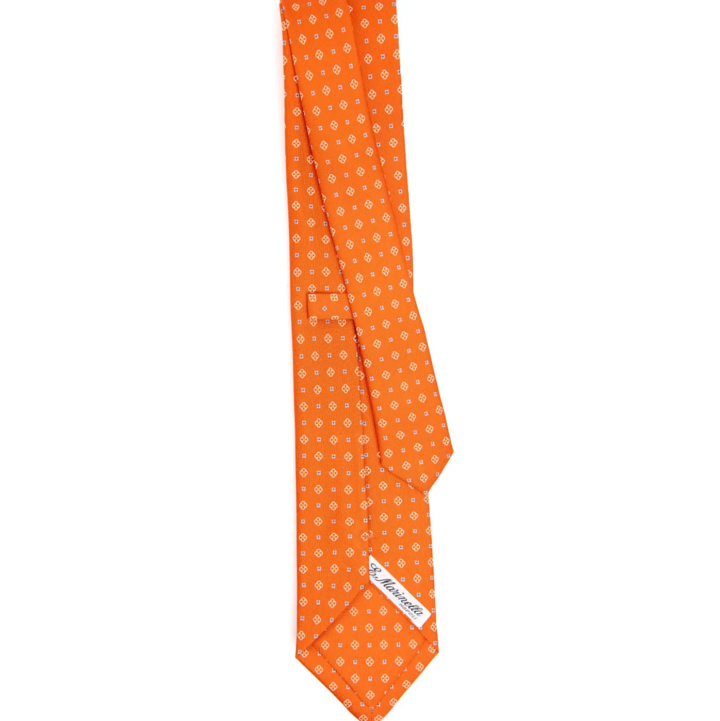CRAVATTA SARTORIALE CLASSICA IN SETA ARANCIONE Microfantasia fiore