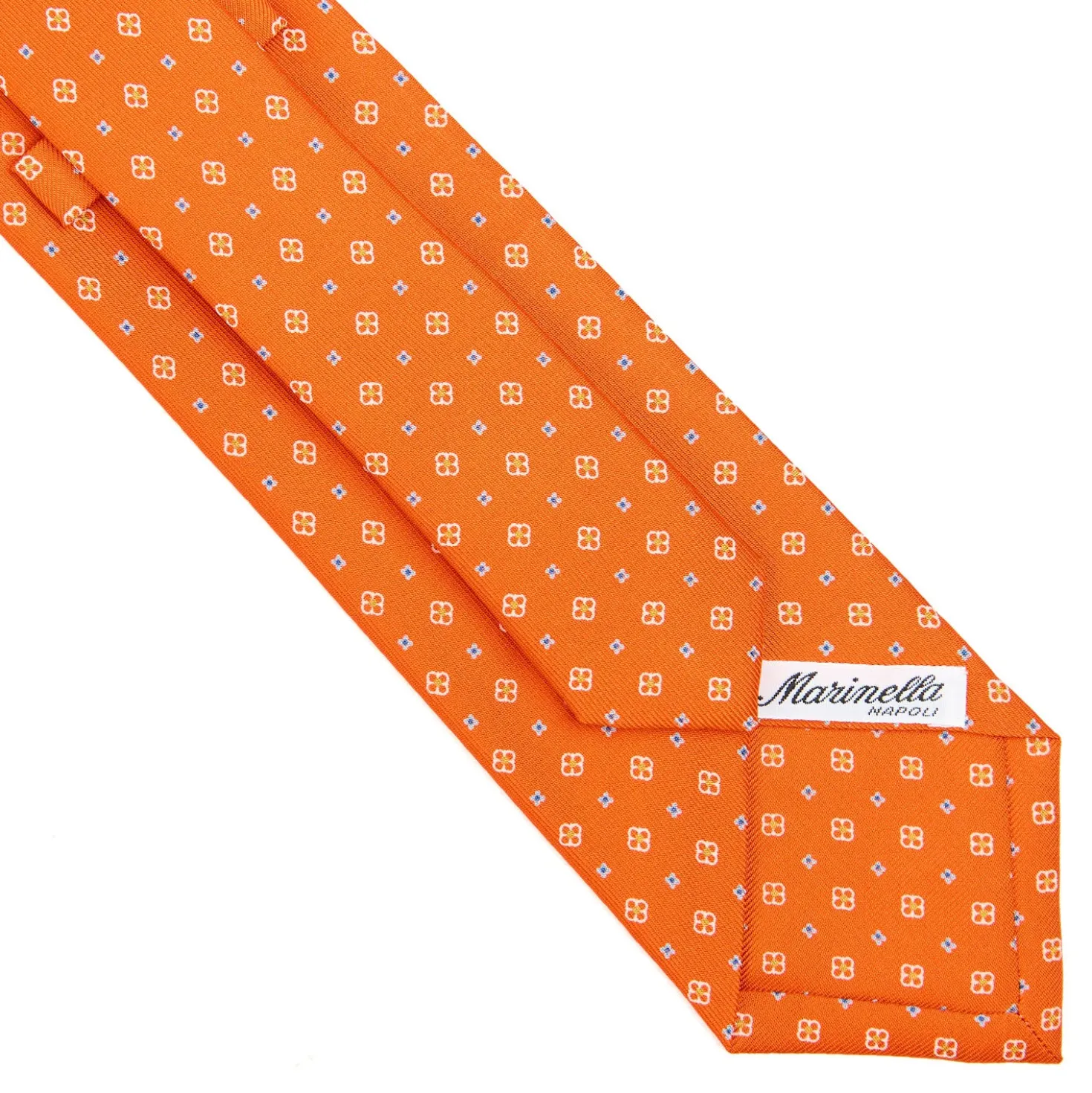 CRAVATTA SARTORIALE CLASSICA IN SETA ARANCIONE Microfantasia fiore