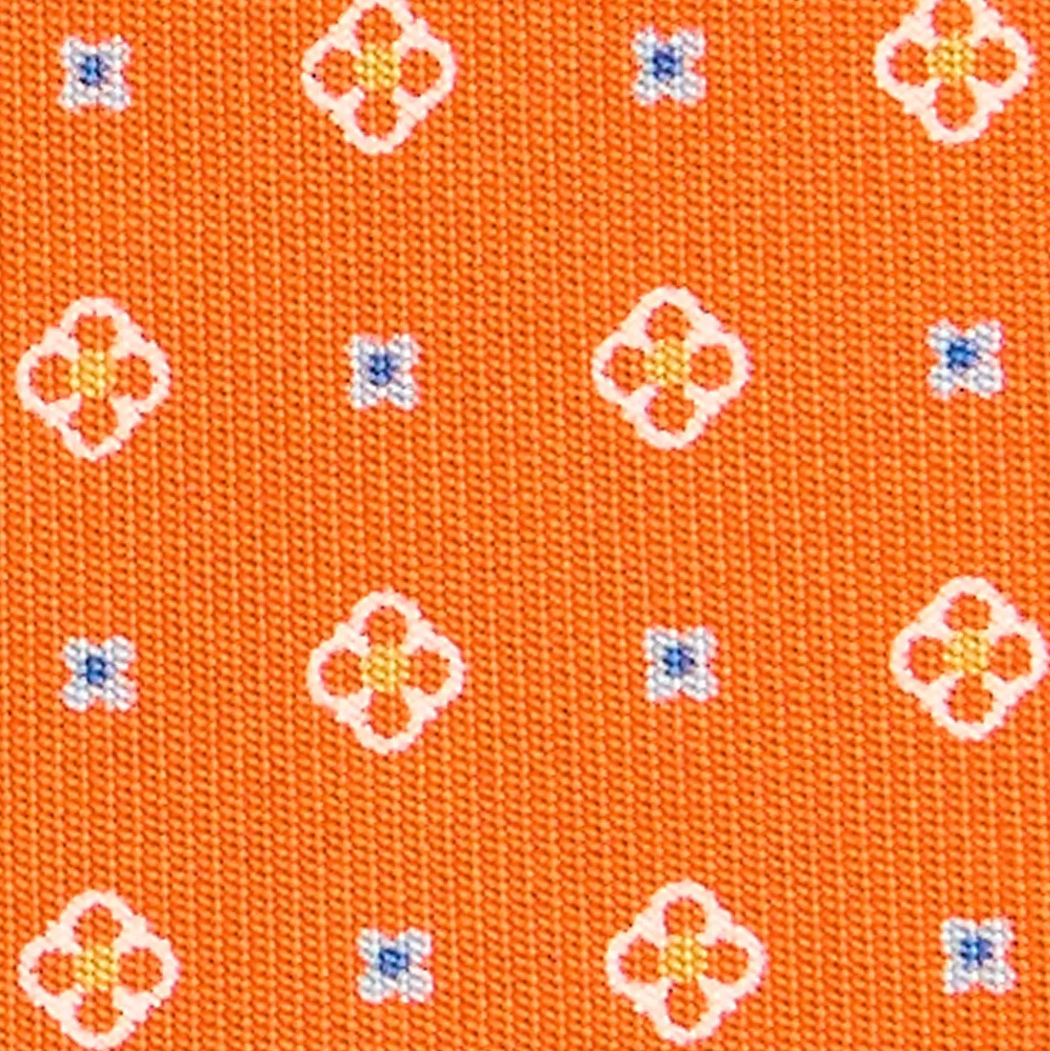 CRAVATTA SARTORIALE CLASSICA IN SETA ARANCIONE Microfantasia fiore