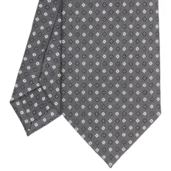 CRAVATTA SARTORIALE CLASSICA IN SETA GRIGIO SCURO Microfantasia fiore