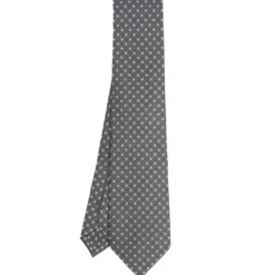 CRAVATTA SARTORIALE CLASSICA IN SETA GRIGIO SCURO Microfantasia fiore