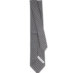 CRAVATTA SARTORIALE CLASSICA IN SETA GRIGIO SCURO Microfantasia fiore