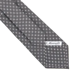 CRAVATTA SARTORIALE CLASSICA IN SETA GRIGIO SCURO Microfantasia fiore