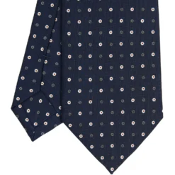 CRAVATTA SARTORIALE CLASSICA IN SETA BLU SCURO Microfantasia fiore