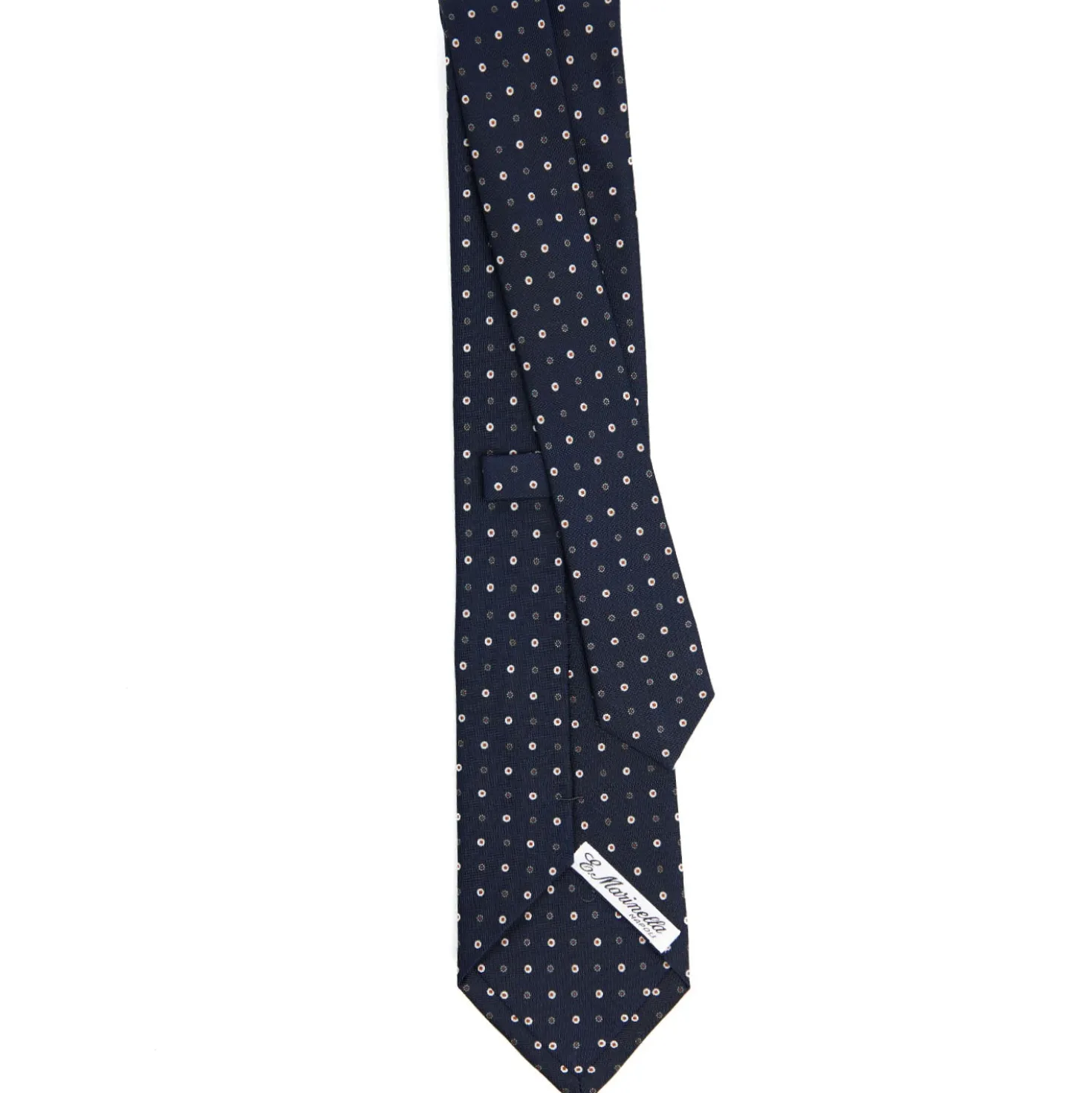 CRAVATTA SARTORIALE CLASSICA IN SETA BLU SCURO Microfantasia fiore