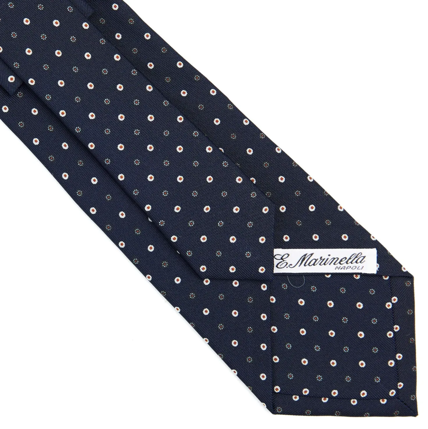 CRAVATTA SARTORIALE CLASSICA IN SETA BLU SCURO Microfantasia fiore