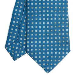 CRAVATTA SARTORIALE CLASSICA IN SETA BLU MEDIO Microfantasia fiore